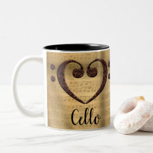 Tasse 2 Couleurs Cuivre double basse Clef Hearf Cello