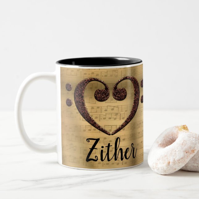 Tasse 2 Couleurs Cuivre Double basse Clef Hearf Zthththththththare (Avec donut)