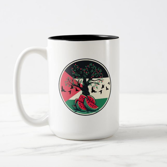 Tasse 2 Couleurs culture palestienne pastèque palestine olivier (Gauche)