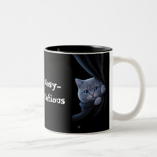 Tasse 2 Couleurs Curieux Chat aux Yeux Bleus