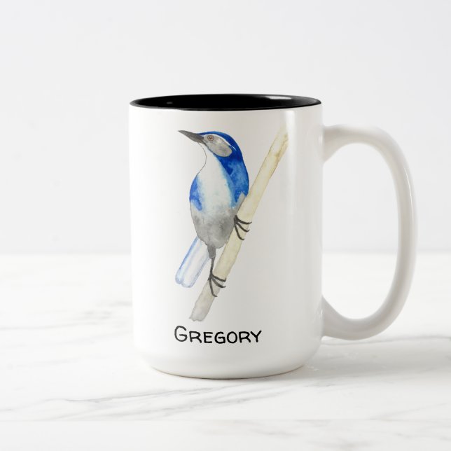 Tasse 2 Couleurs Custom California Scrub Jay (Droit)