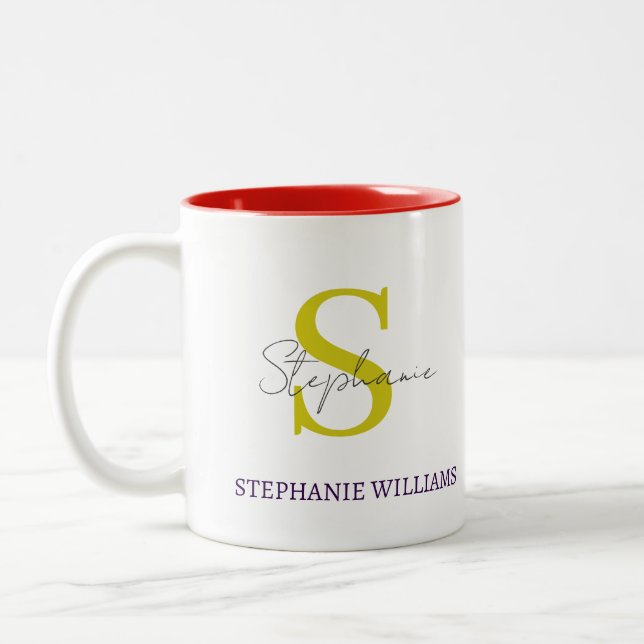 Tasse 2 Couleurs Custom Classic Elegant Black White Script Name (Gauche)