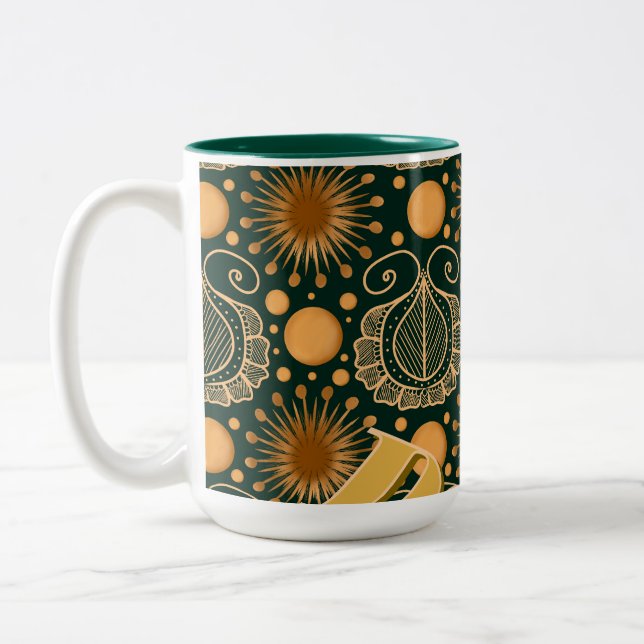 Tasse 2 Couleurs Custom Elegant Gold Boho Ornamental Pattern  (Gauche)