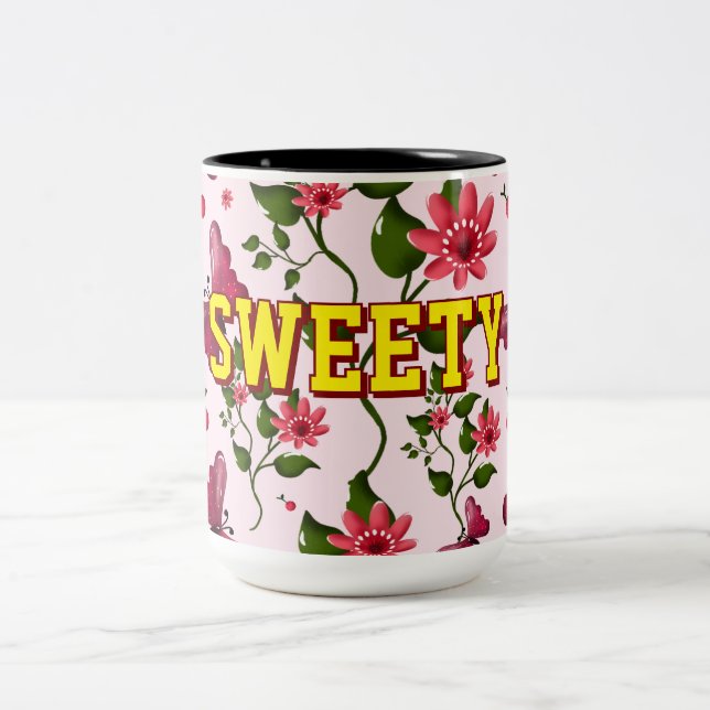 Tasse 2 Couleurs Custom floral butterfly pattern  (Centre)