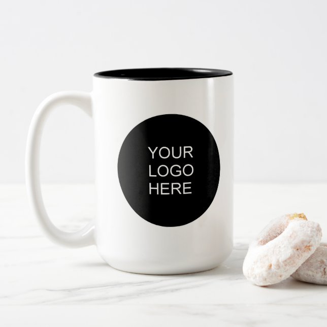 Tasse 2 Couleurs Custom Modern Simple Upload Your Company Logo (Avec donut)