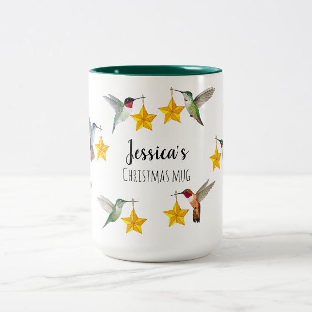 Tasse 2 Couleurs Custom North American Hummingbirds Christmas (Centre)