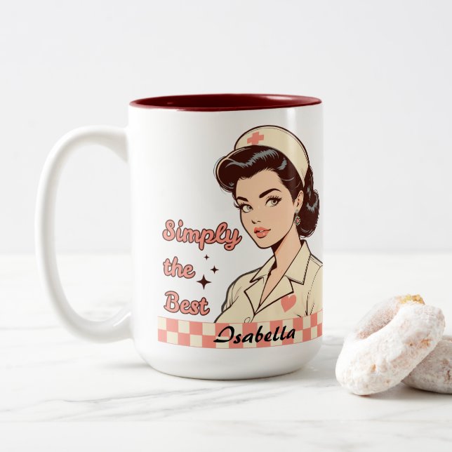 Tasse 2 Couleurs Custom Nurse Simply the Best (Avec donut)
