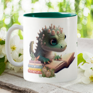 Tasse 2 Couleurs Cute Alligator Lire un livre Personnalisé