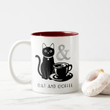 Cute Amoureux des chats Lover café noir et blanc
