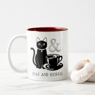 Tasse 2 Couleurs Cute Amoureux des chats Lover café noir et blanc