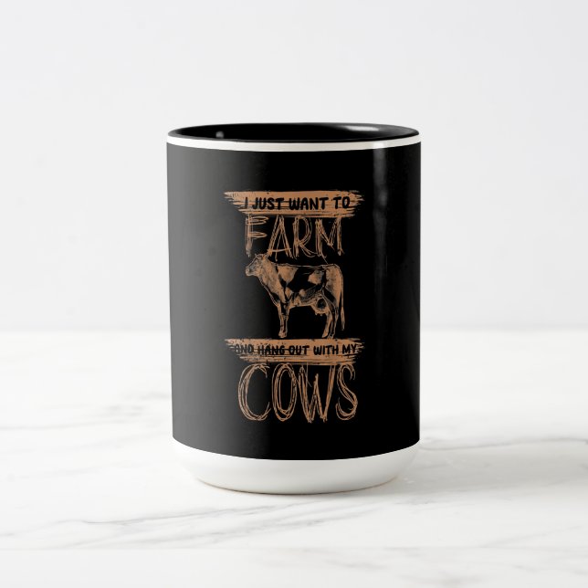Tasse 2 Couleurs Cute Animaux Vache| Drôle Vache Lover Cadeau (Centre)