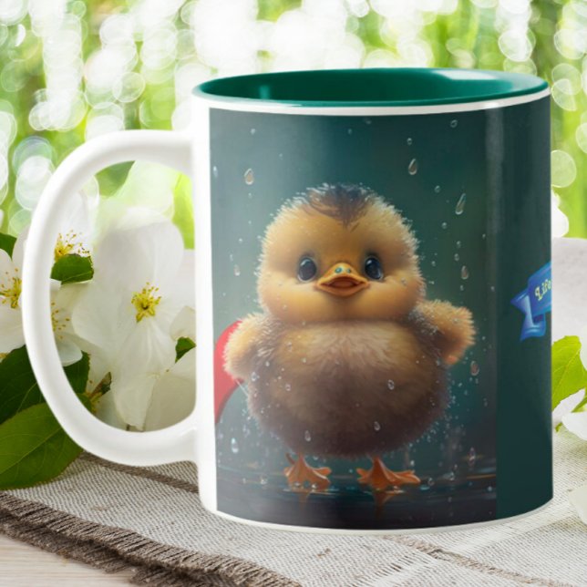 Tasse 2 Couleurs Cute Baby jaune Canard dans la pluie Citation pers (Créateur téléchargé)
