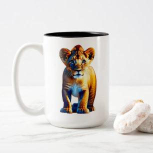 Tasse 2 Couleurs Cute Baby Lion Cub Art pour les amoureux de la fau