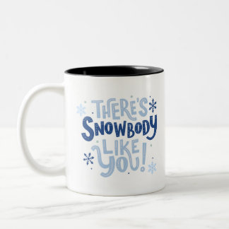 Tasse 2 Couleurs Cute Blue Monochrome Snowflake Motivation