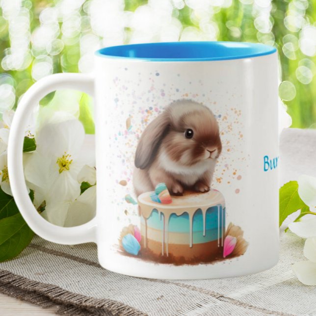 Tasse 2 Couleurs Cute Bunny Rabbit Chef Baker Cake (Créateur téléchargé)