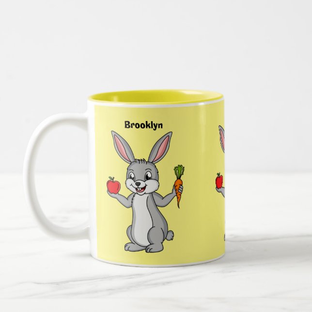 Tasse 2 Couleurs Cute bunny rabbit with vegetables (Gauche)