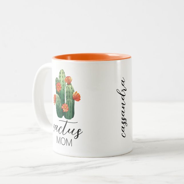 Tasse 2 Couleurs Cute Cactus Maman Plante Lover (Devant gauche)