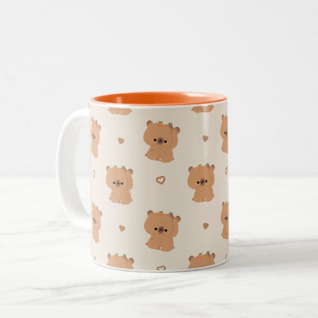 Tasse 2 Couleurs Cute Capybara Couple (Devant gauche)