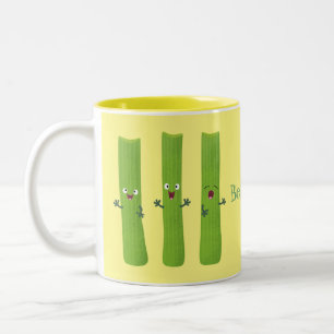 Tasse 2 Couleurs Cute céleri bâtons trio caricature légumes