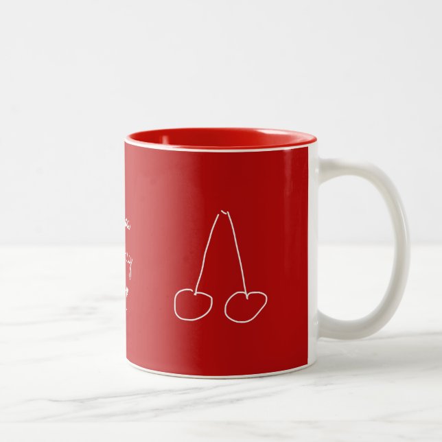 Tasse 2 Couleurs Cute cerise simple minimaliste (Droit)