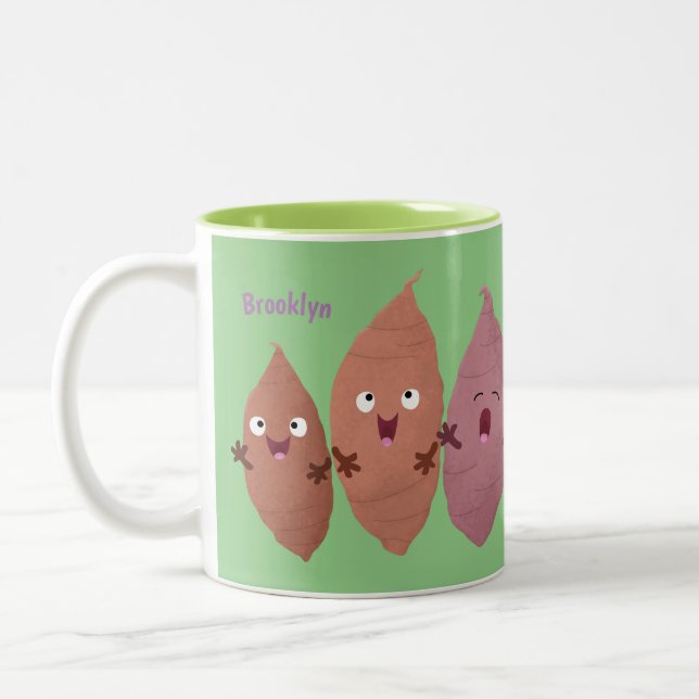 Tasse 2 Couleurs Cute chantant des patates douces caricaturales lég (Gauche)