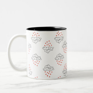 Tasse 2 Couleurs Cute Clouds Raining Hearts Seamless Pattern