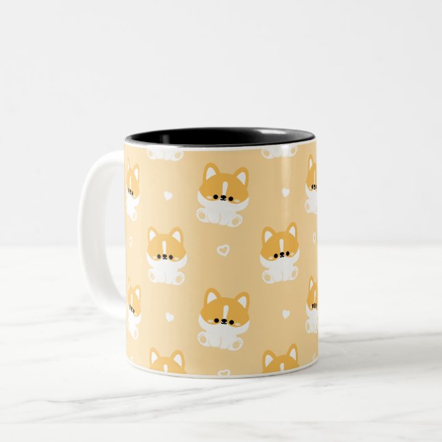 Tasse 2 Couleurs Cute Corgi (Devant gauche)