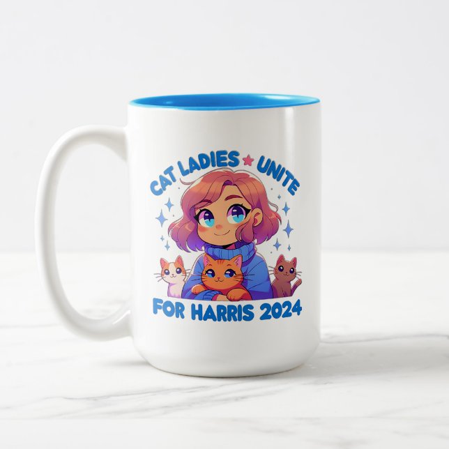 Tasse 2 Couleurs Cute Funny Girly Enfless Chat Lady Unite Harris (Gauche)