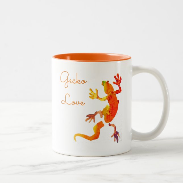 Tasse 2 Couleurs Cute gecko lézard reptile art (Droit)