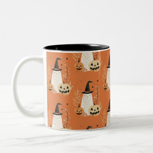 Tasse 2 Couleurs Cute Ghost avec Jack—o-Lanterns Motif d'Halloween (Gauche)