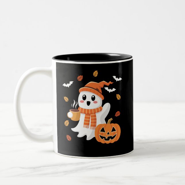 Tasse 2 Couleurs Cute Ghost Boire Café de glace Halloween (Gauche)