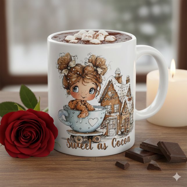 Tasse 2 Couleurs Cute Gingerbread Girl in Teacup Christmas  (Créateur téléchargé)