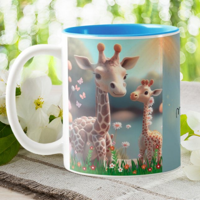 Tasse 2 Couleurs Cute Giraffe Maman & Baby Me & Mini Me Personnalis (Créateur téléchargé)