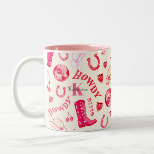 Tasse 2 Couleurs Cute Girl Rose Disco Nom de la fille Monogramme