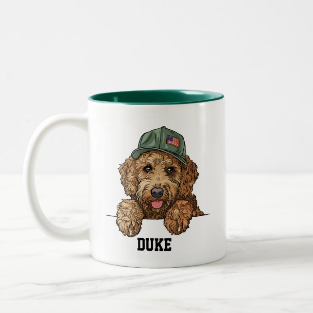 Tasse 2 Couleurs Cute Goldendoodle Patriot (Gauche)