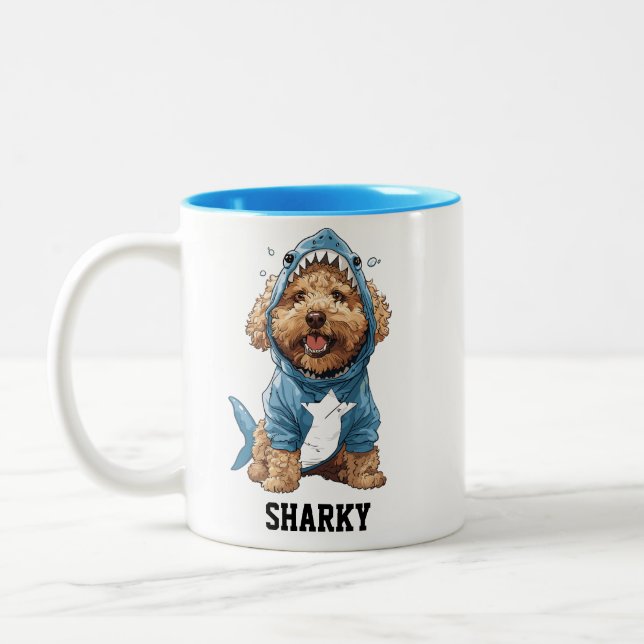 Tasse 2 Couleurs Cute Goldendoodle Requin (Gauche)