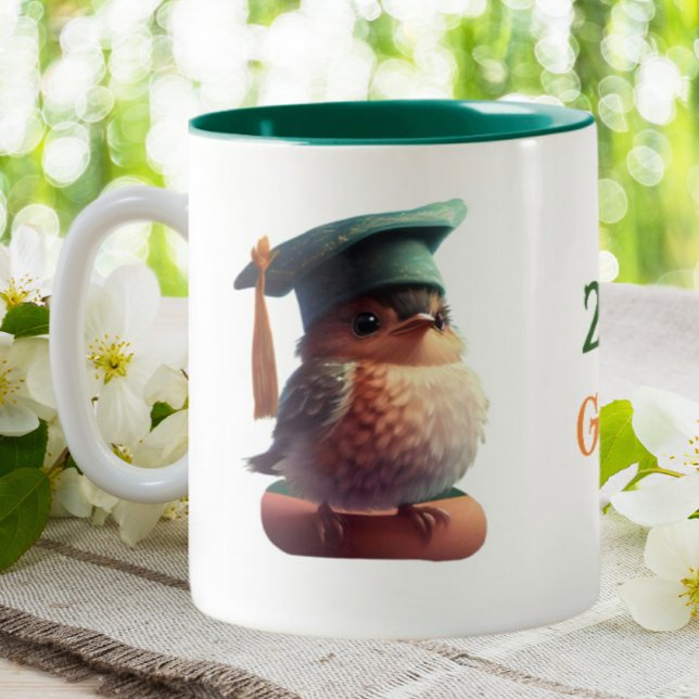 Tasse 2 Couleurs Cute Graduate Owl Personnalisé (Créateur téléchargé)