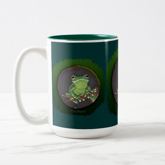 Tasse 2 Couleurs Cute Green Tree Grenouille Animaux Amateurs Cadeau (Gauche)