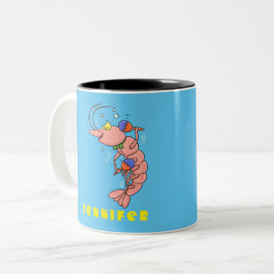 Tasse 2 Couleurs Cute happy shrimp, dessin animé de crevettes