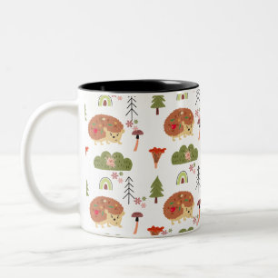 Tasse 2 Couleurs Cute Hedgehog Nature Floral Rainbow Motif