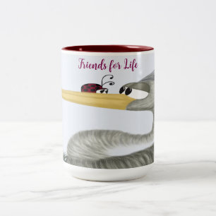 Tasse 2 Couleurs Cute Heron et Ladybug