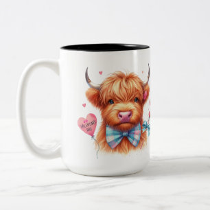 Tasse 2 Couleurs Cute Highland Cow Valentine