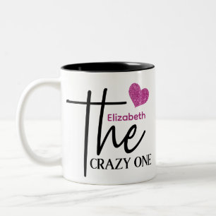 Tasse 2 Couleurs Cute Hot rose Coeur Le Crazy Un Monogramme