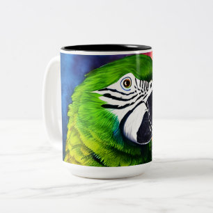 Tasse 2 Couleurs Cute IA Généré Parrot Gros plan