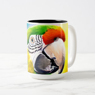 Tasse 2 Couleurs Cute IA Généré Parrot Gros plan