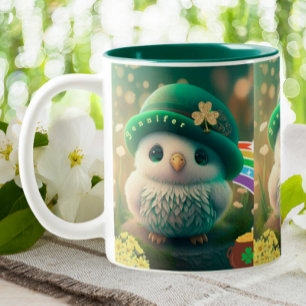 Tasse 2 Couleurs Cute Jour de la Saint Patrick Baby Owl Personnalis