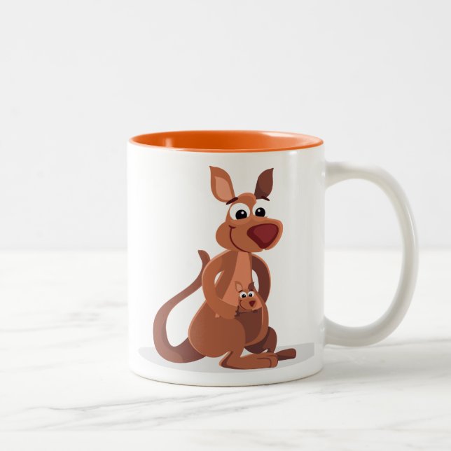 Tasse 2 Couleurs Cute Kangaroo animé avec bébé (Droit)