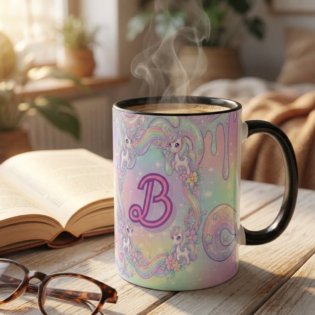 Tasse 2 Couleurs Cute Kawaii Unicorn Pastel Rainbow Magical (Créateur téléchargé)