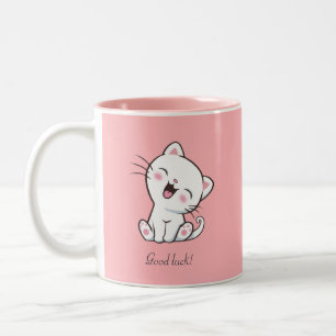 Tasse 2 Couleurs Cute Kitty Chat & Coeur en rose