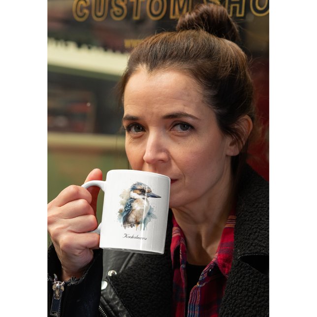 Tasse 2 Couleurs Cute Kookaburra sur une branche, personnalisé (Créateur téléchargé)